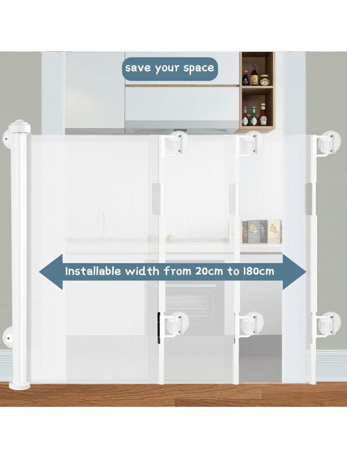 Retractable Baby Gate, Baby Gate for Smooth Wall No Drilling, Adjustable Width and Height, Pet Gate for Doorway, Staircase, Indoor, Outdoor (white, 71 x 34) - Image 3