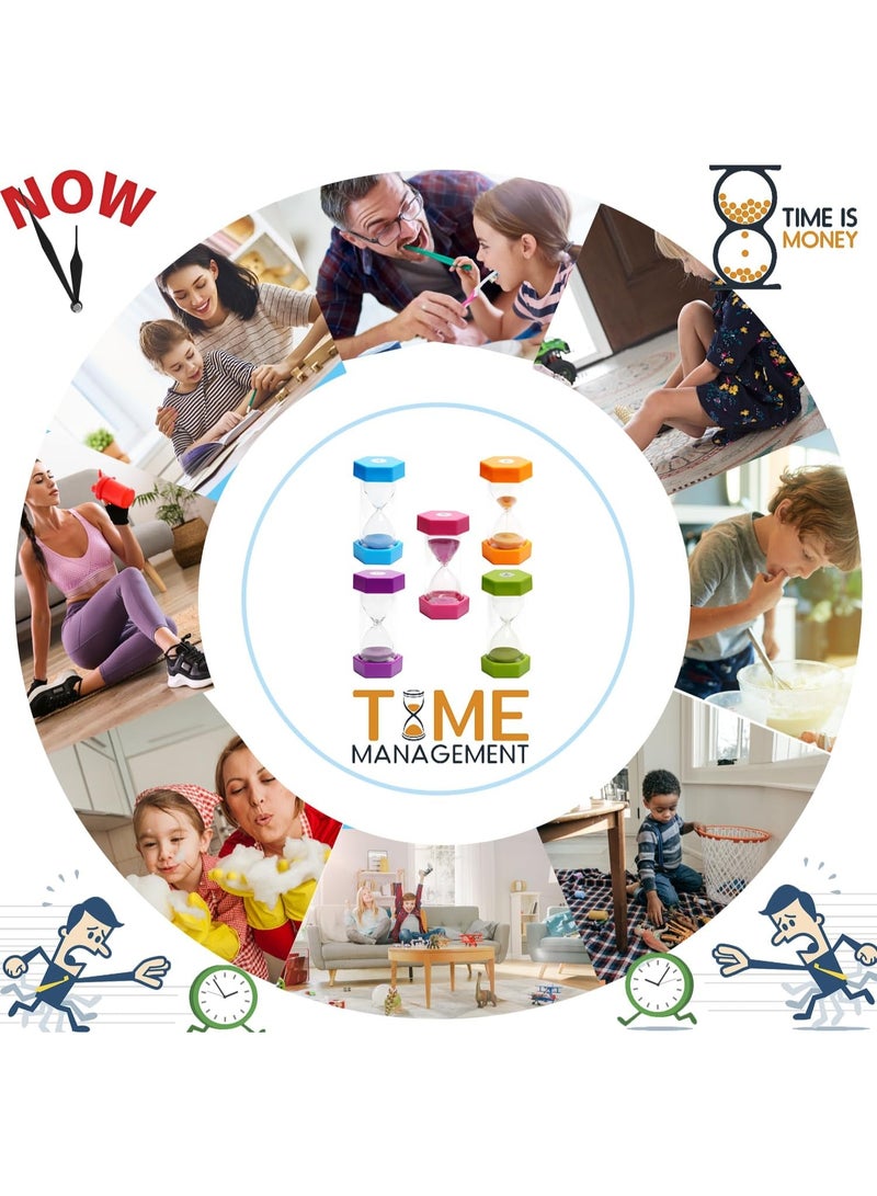 5 PcsColorful Hourglass, Sand Timers, Acrylic Hourglass Timer, Kitchen Timer,1/3/5/10/30 Minutes Sandglass for Classroom, Home, Kitchen, Office Decoration - Image 5