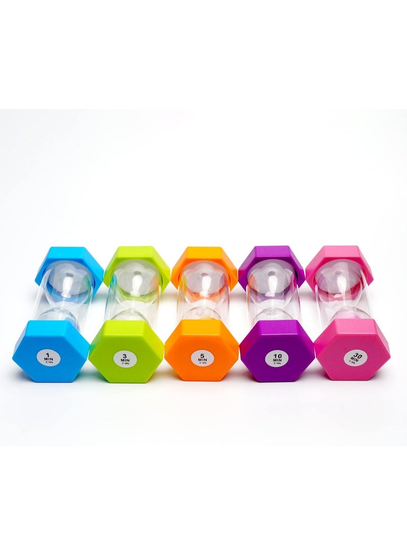 5 PcsColorful Hourglass, Sand Timers, Acrylic Hourglass Timer, Kitchen Timer,1/3/5/10/30 Minutes Sandglass for Classroom, Home, Kitchen, Office Decoration - Image 2