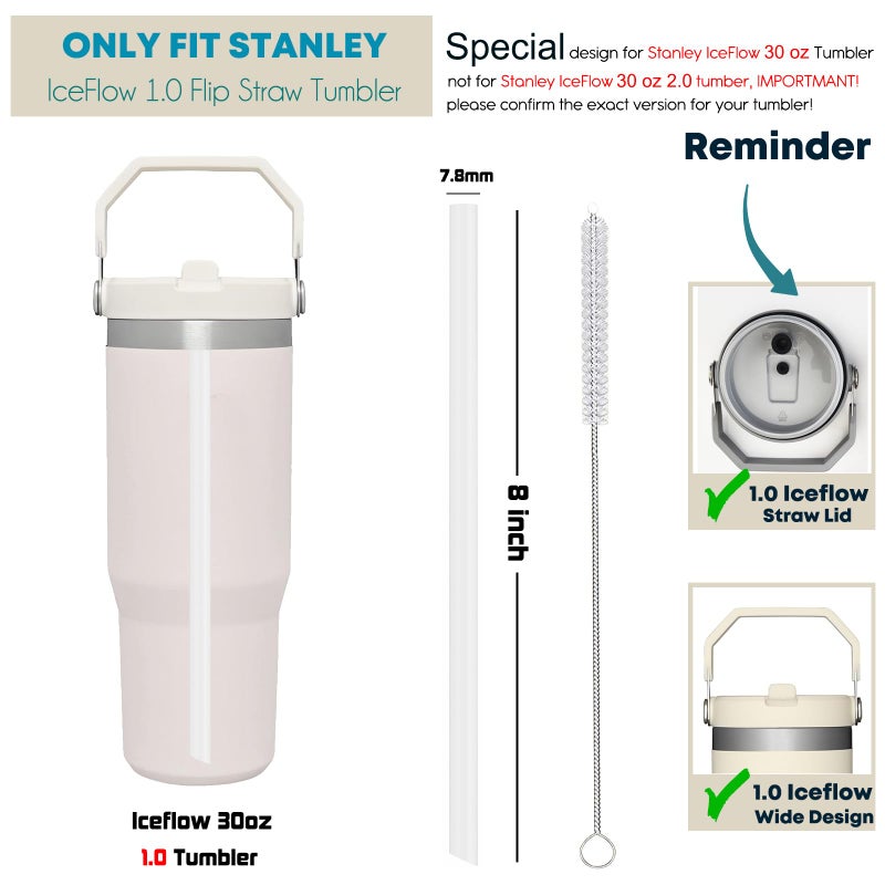 ALINK Replacement Straws for Stanley Iceflow 30oz Flip Tumbler, 6 Pack Reusable Clear Plastic Straws Compatible with 30oz Stanley IceFlow Cup with Cleaning Brush, Angled Design, Dishwasher Safe - Image 2