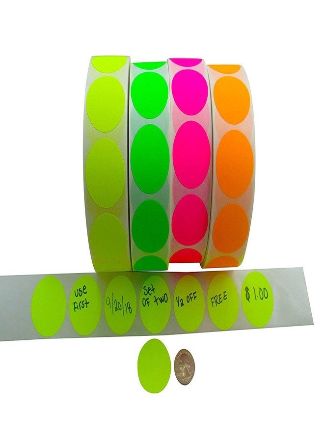 IDEALSEAL Circle Stickers Color Coding Labels Super Bright Fluorescent Neon Yellow, Green, Orange and Pink Round Circle Dots for Organizing Inventory 1.5 Inch 2,000 Total Adhesive Stickers (500 of Each Color) - Image 1