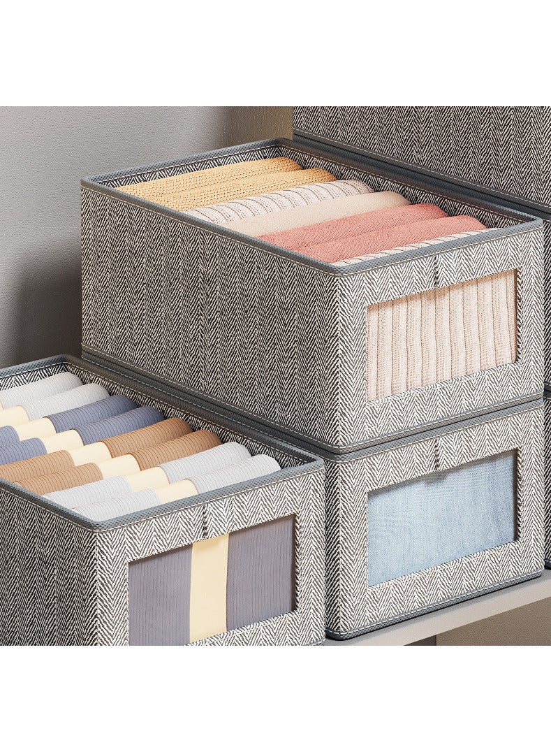 3 PCS Foldable Clothing Storage Boxes, Fabric Drawer Organizer Storage Bins, Closet Organizer for Clothing, Jeans, Sweaters, Underwear, and Toys  - Image 5