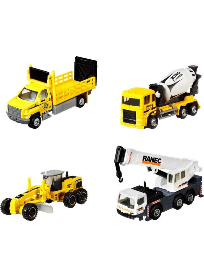MATCHBOX HCC07 Construction Machines Pack of 4, Various Construction Vehicles, Toy Vehicles with Moving Parts, Toy from 3 Years - Image 1