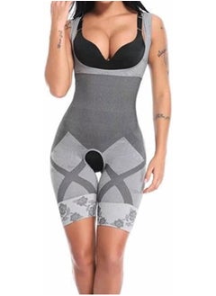 Women's Full Body Shaper: Built-in Slimming Bodysuit and Elastic Waist Trainer Corset in Grey, Available in Various Sizes
