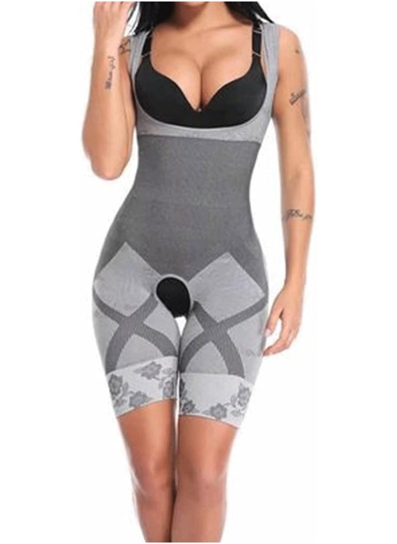 Generic - Women's Full Body Shaper: Built-in Slimming Bodysuit and Elastic Waist Trainer Corset in Grey, Available in Various Sizes - Image 1