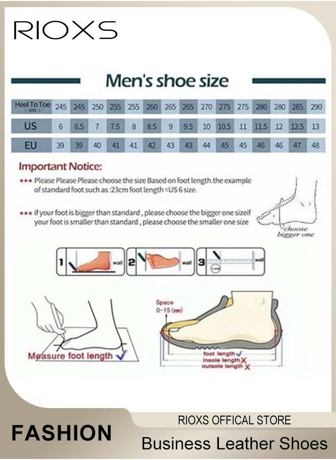 RIOXS - Men's Business Leather Shoes, Lace-up Round-toe Oxford Shoes, Stylish Classic Dress Shoes, Comfortable Lightweight Walking Flats, Suitable for Daily Wear and Formal Occasions - Image 1