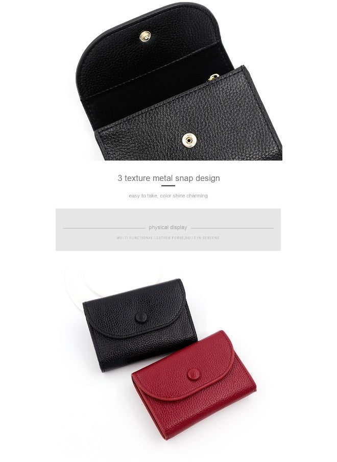 NIBEMINENT Card Bag Simple Large Capacity Hand Purse Zipper Bag Soft Pu Leather Compact Card Bag Sleeve  - Image 2