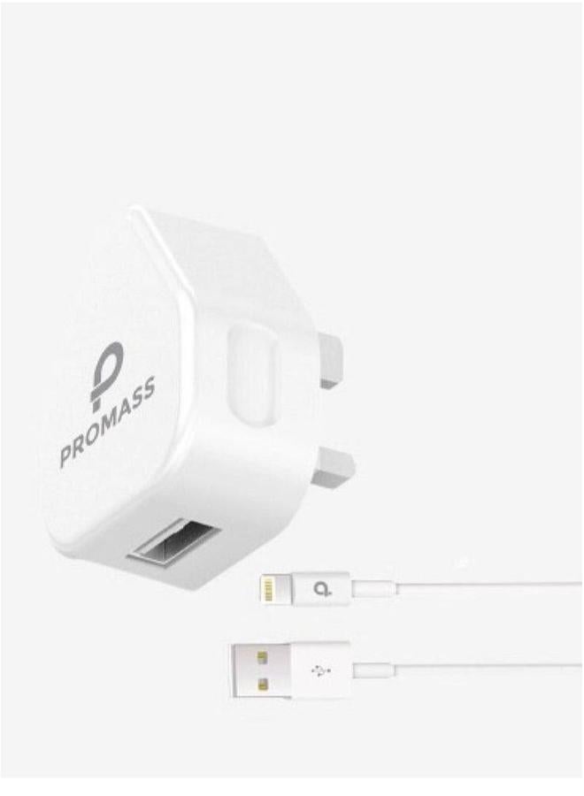 PROMASS UK 1 Port 10W Home Charger with Lightning Cable, Fast and Stable Charging, Exclusive Charging Technology - Image 1