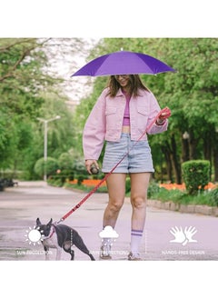 Festive Gallery Umbrella Hat,Folding Sun/Rain Protection Umbrella Hats Head-Mounted Umbrella Hats Waterproof Fishing Umbrella Cap,Hands Free,Outdoor Sunshade Hat Portable Gardening Sun Caps-Purple 65 CM  - Image 2