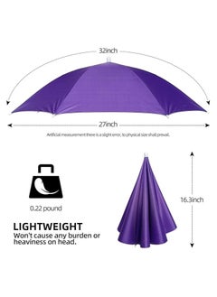 Festive Gallery Umbrella Hat,Folding Sun/Rain Protection Umbrella Hats Head-Mounted Umbrella Hats Waterproof Fishing Umbrella Cap,Hands Free,Outdoor Sunshade Hat Portable Gardening Sun Caps-Purple 65 CM  - Image 5