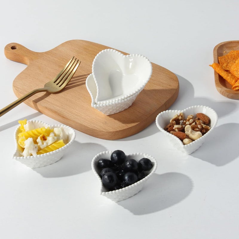 UIBFCWN 12 Pack Ceramic Mini Dipping Bowls 3 inch Soy Sauce Dish Set 17 oz Heart Shaped Small Dip Bowl for Side Dish Multipurpose Serving Bowls for Ketchup Sushi - Image 4