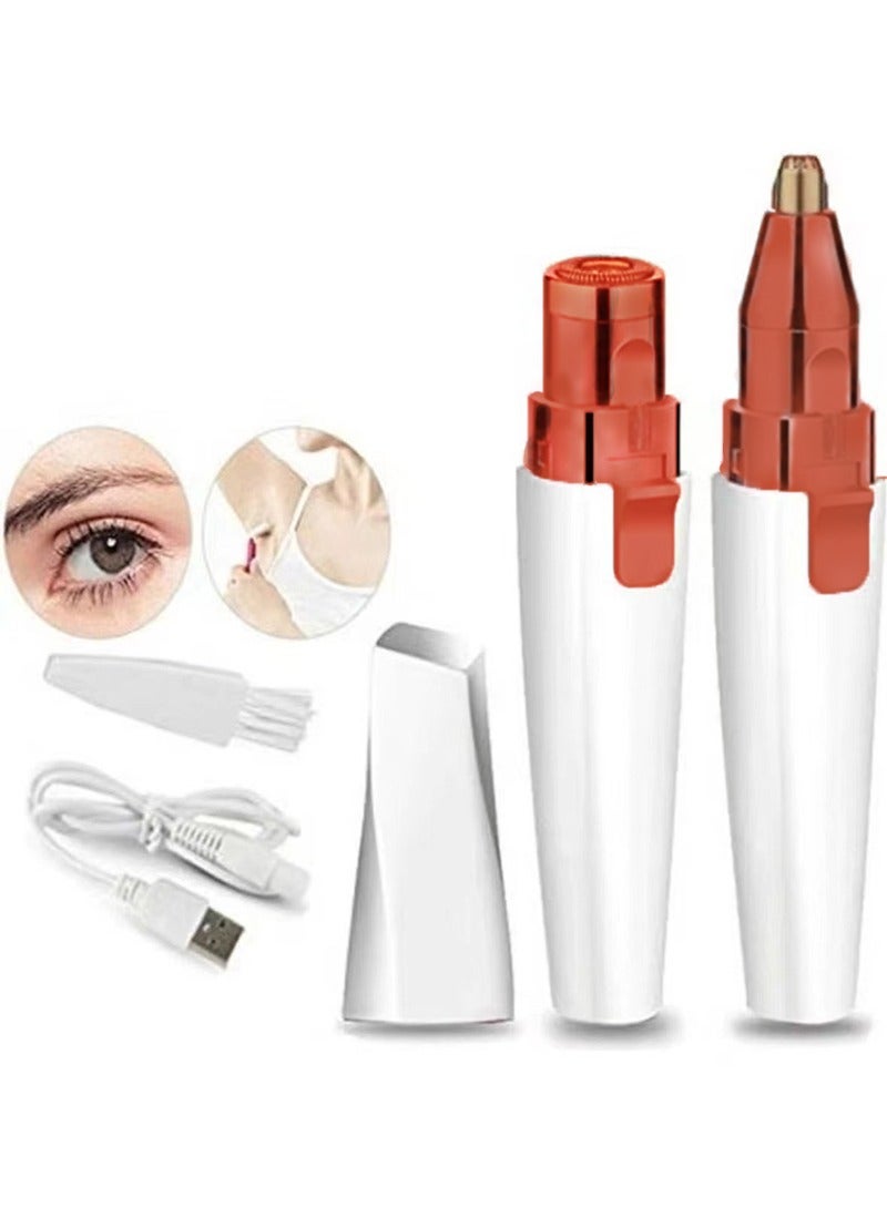 الآلة الصغيرة آلة إزالة شعر 2 في 1 للوجه والحواجب قابلة لإعادة الشحن عبر USB – كهربائية ومحمولة  - Image 1
