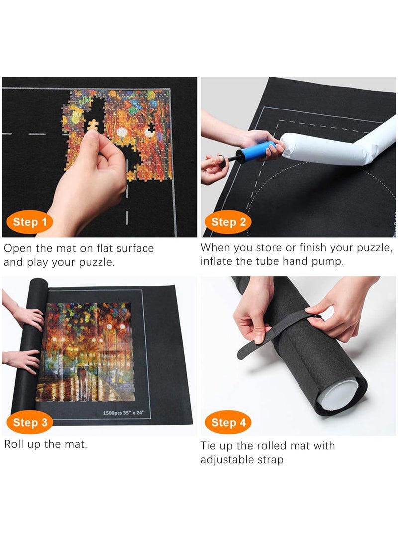 XiuWoo Puzzle Mat Roll Up Fits 500 1000 1500 Pieces Felt mat, Stow and Go Puzzle Saver,Puzzle Organizer  - Image 4