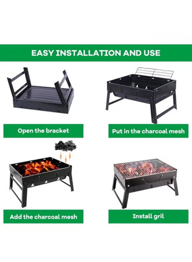 هومستر الشواء الفولاذ المقاوم للصدأ الشواء في الهواء الطلق، المحمولة للطي الفحم الشواء مكتب، لنزهة، حديقة، تراس، التخييم، السفر - Image 5