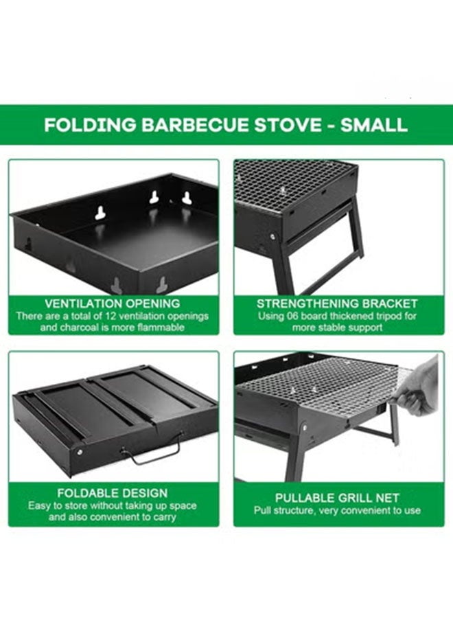 هومستر الشواء الفولاذ المقاوم للصدأ الشواء في الهواء الطلق، المحمولة للطي الفحم الشواء مكتب، لنزهة، حديقة، تراس، التخييم، السفر - Image 4