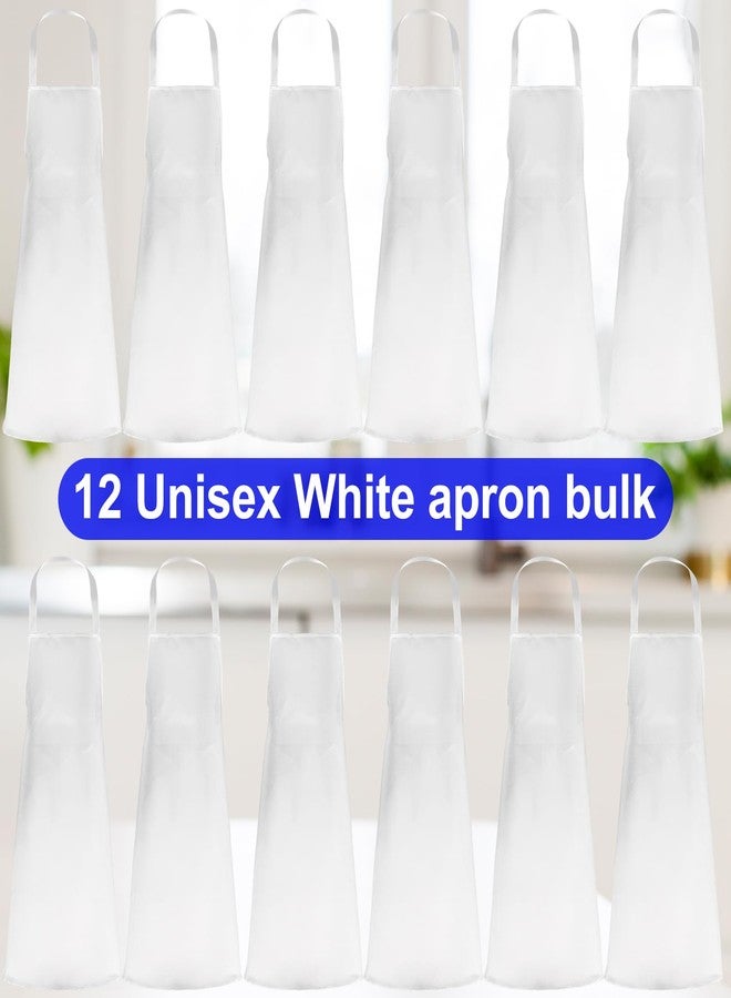 Cabaubl Aprons Unisex Bib Aprons,12 Pack Bib Apron,White Aprons Bulk,White Chef Apron with Extra Long Ties,Chef Bib Apron without Pockets,Washable Aprons for Women Men Cooking Restaurant BBQ Painting - Image 3