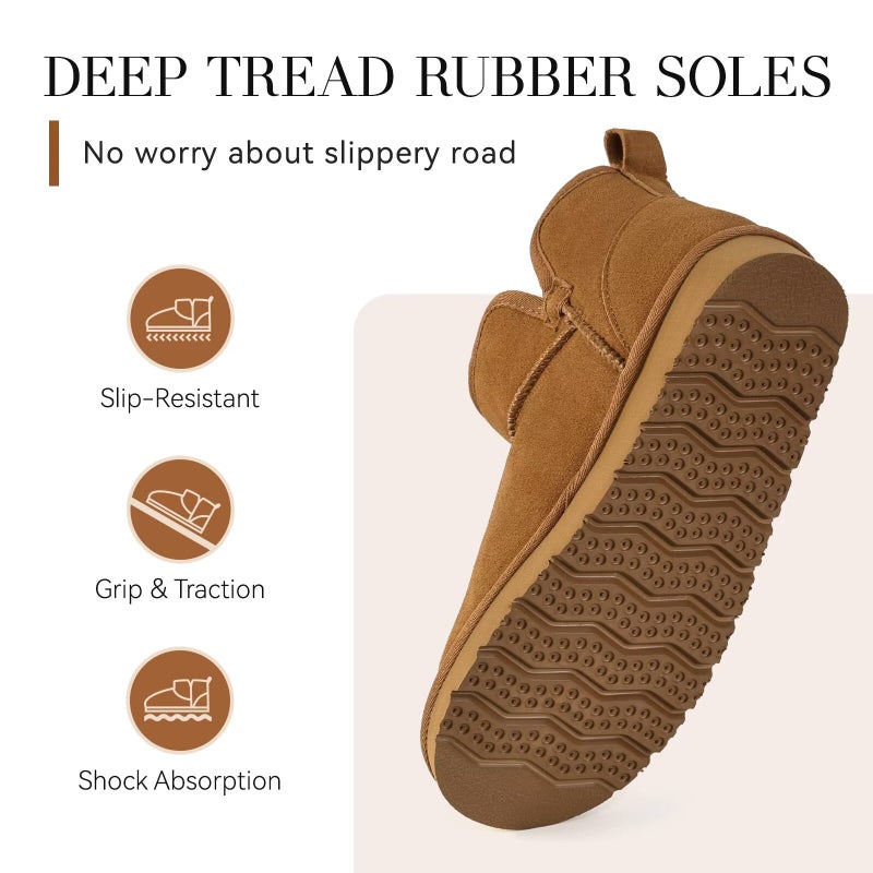 OOW Winter Ankle Genuine Suede Boots for Women Snow Slip On Comfort Short Booties Fall Warm Casual Fuzzy Shoes for Indoor & Outdoor - Image 5