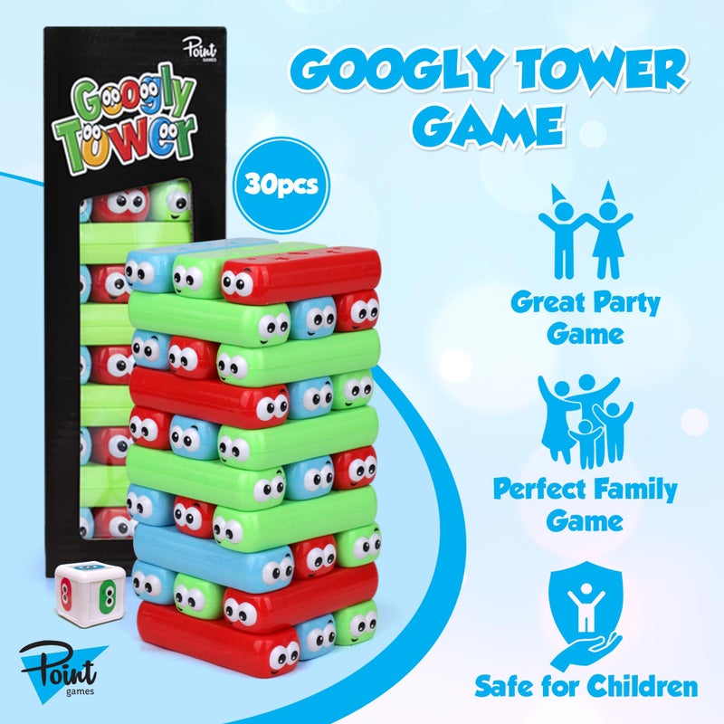 Point Games Googly Tower - Stacking Tower Game With Fun Design - Developmental & Interactive Puzzle  Test Stabilizing Skills- Ages 3+ - Image 2