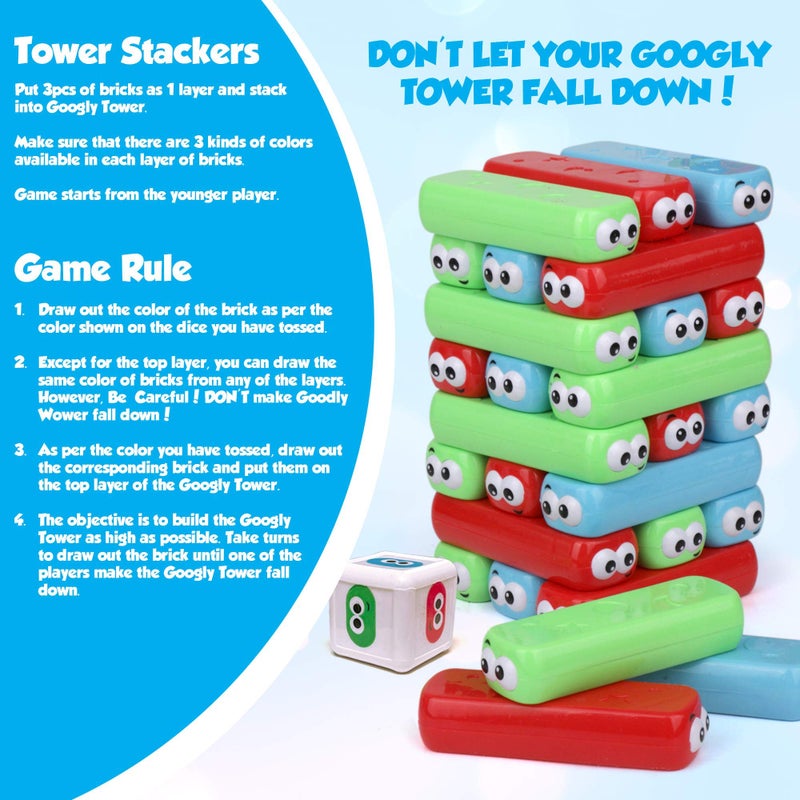 Point Games Googly Tower - Stacking Tower Game With Fun Design - Developmental & Interactive Puzzle  Test Stabilizing Skills- Ages 3+ - Image 3