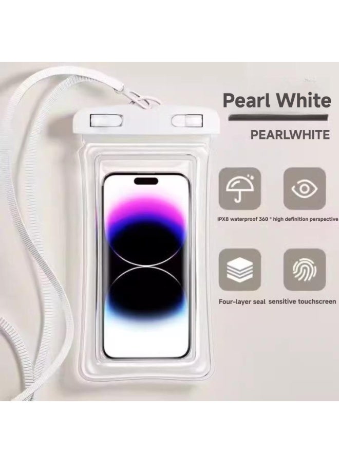 IPX8 Waterproof Phone Case (30M Deep) – High-Transparency Touchscreen Pouch for Swimming, Diving, Beach, Hot Springs – Universal Waterproof Phone Bag with Airbag Seal – Perfect for Snorkeling & Rafting-Pearl white  - Image 1