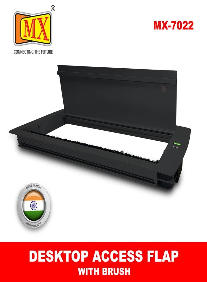 MX Access Flap with Brush/Table Flip Cover/Cable Hole Cover/Cable Hole Cover Grommet/Metal Rectangle Wire Cable with 1 USB A + 1 USB C -30W PD (Cutout -330X132 MM)(Black) - Image 2