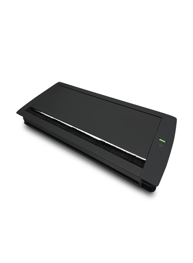 MX Access Flap with Brush/Table Flip Cover/Cable Hole Cover/Cable Hole Cover Grommet/Metal Rectangle Wire Cable with 1 USB A + 1 USB C -30W PD (Cutout -330X132 MM)(Black) - Image 1