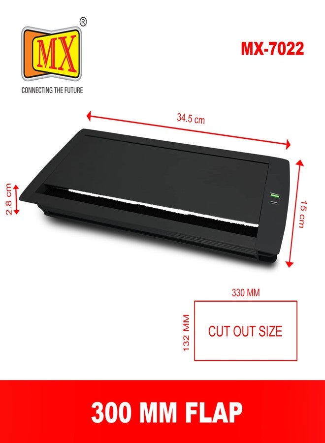 MX Access Flap with Brush/Table Flip Cover/Cable Hole Cover/Cable Hole Cover Grommet/Metal Rectangle Wire Cable with 1 USB A + 1 USB C -30W PD (Cutout -330X132 MM)(Black) - Image 5