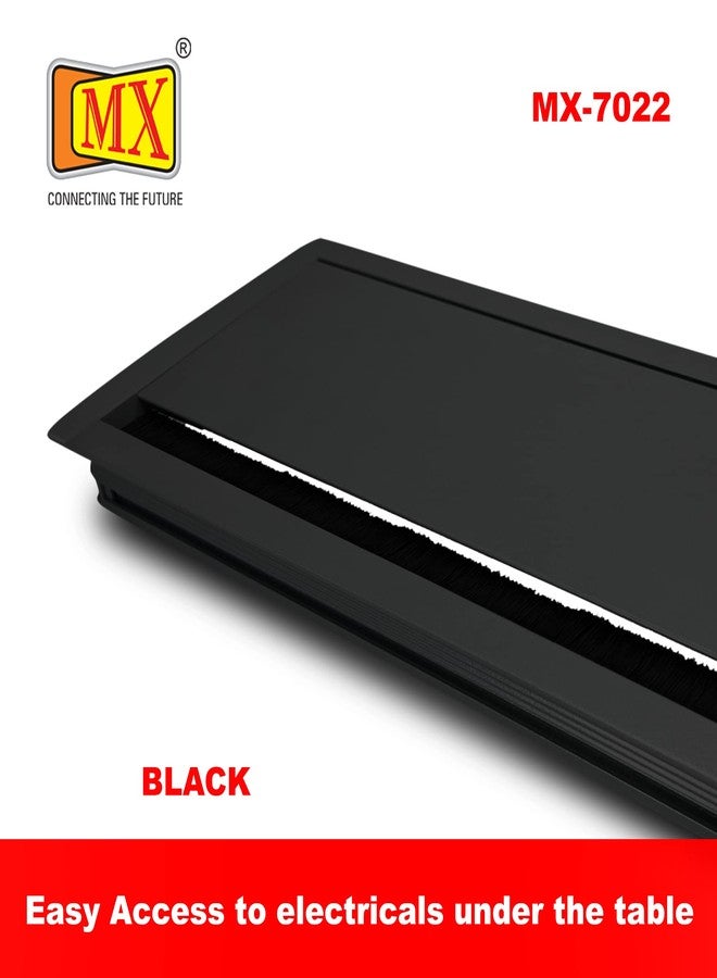 MX Access Flap with Brush/Table Flip Cover/Cable Hole Cover/Cable Hole Cover Grommet/Metal Rectangle Wire Cable with 1 USB A + 1 USB C -30W PD (Cutout -330X132 MM)(Black) - Image 4