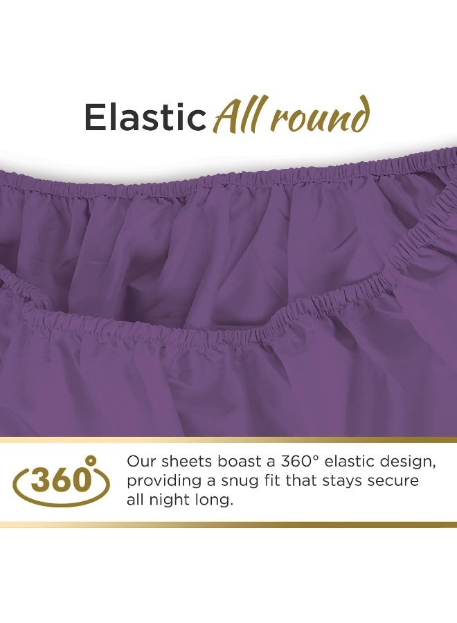 Knit Jersey 100% Cotton 2 Twin XL Fitted Bed Sheets (2-Pack) Soft and Comfy - Twin Extra Long, 15" Deep Pocket, 39" x 80" Great for Dorm Room, Hospital and Split King Dual Adjustable Beds (Purple)  - Image 4