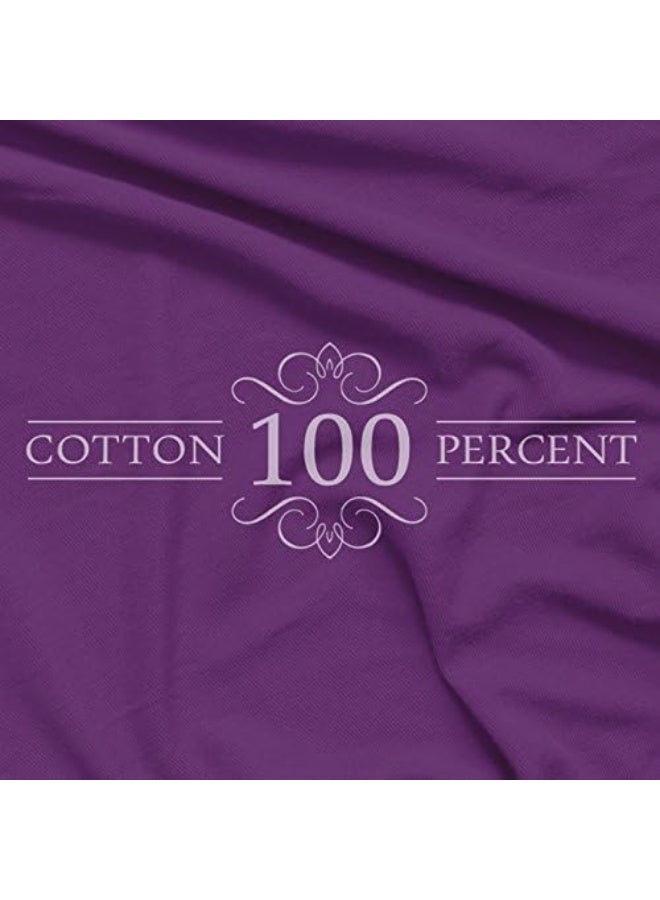 Knit Jersey 100% Cotton 2 Twin XL Fitted Bed Sheets (2-Pack) Soft and Comfy - Twin Extra Long, 15" Deep Pocket, 39" x 80" Great for Dorm Room, Hospital and Split King Dual Adjustable Beds (Purple)  - Image 2