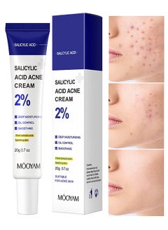 MOOYAM 2% Salicylic Acid Acne Cream, Lighten Acne Marks Remove Acne Shrink Pores Plant Essence, Fast Acne Removal In 12 Hours To See Results 20G  - Image 1