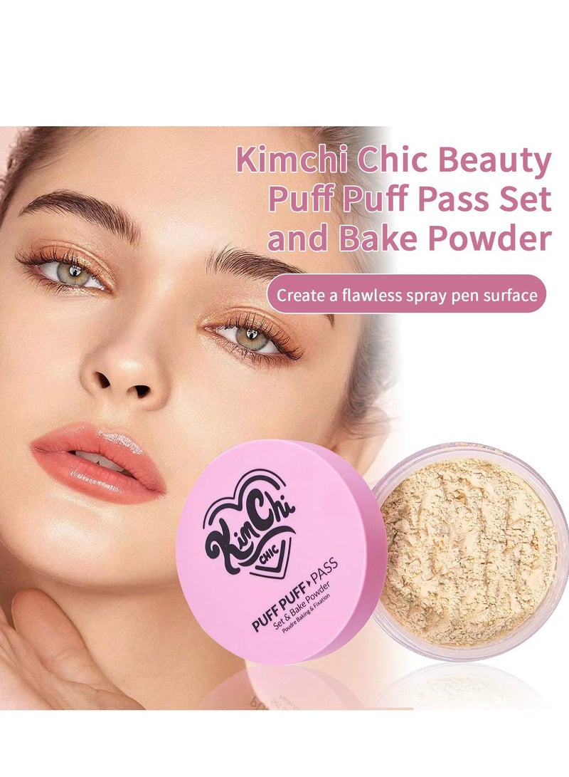 Kimchi Chic Beauty Puff Puff Pass Set and Bake Powder, Loose Face Powder with Extra Fluffy Setting Powder Puff, Soft Lavender Face Makeup for Uneven Skin Tone, 01 lavender - Image 2