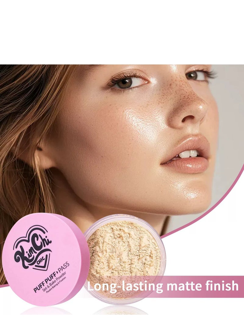 Kimchi Chic Beauty Puff Puff Pass Set and Bake Powder, Loose Face Powder with Extra Fluffy Setting Powder Puff, Soft Lavender Face Makeup for Uneven Skin Tone, 01 lavender - Image 4