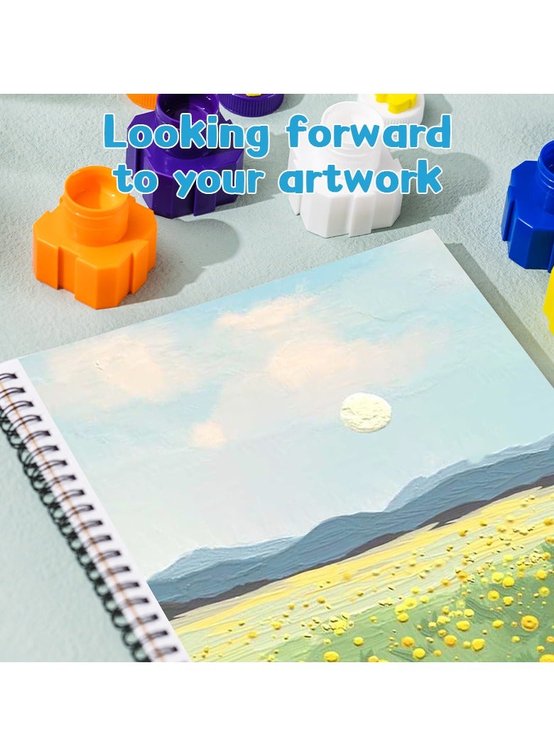 Deli EC21-12 Kids Finger Paint Set – 12 Colors, Super Washable, Non-Toxic Puzzle Bottles with Sponge Stamps – Creative Craft Paint for Toddlers & Children - Image 5