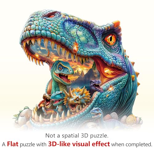 WOODBESTS Wooden Puzzles for Adults Fantasy Dinosaurs Wood Puzzles Adult165 Pieces M 114 11in Unique Shape Wooden Animal Jigsaw Puzzles Birthday Gifts for Adults Family Game - Image 5