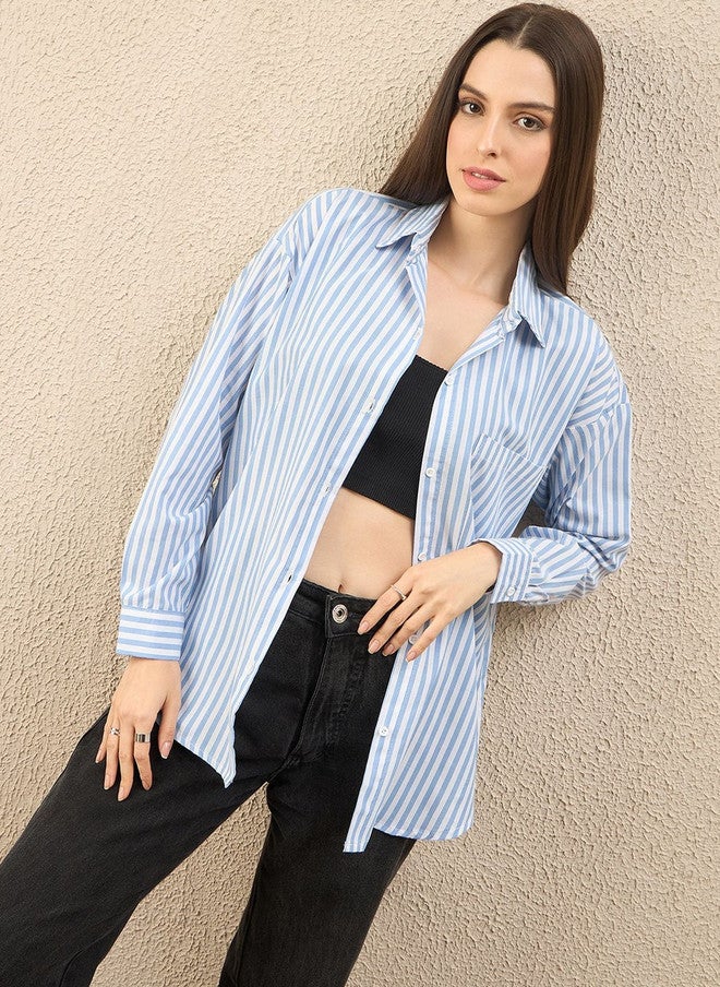 CHIMPAAANZEE Women Striped Casual Shirt - Image 1
