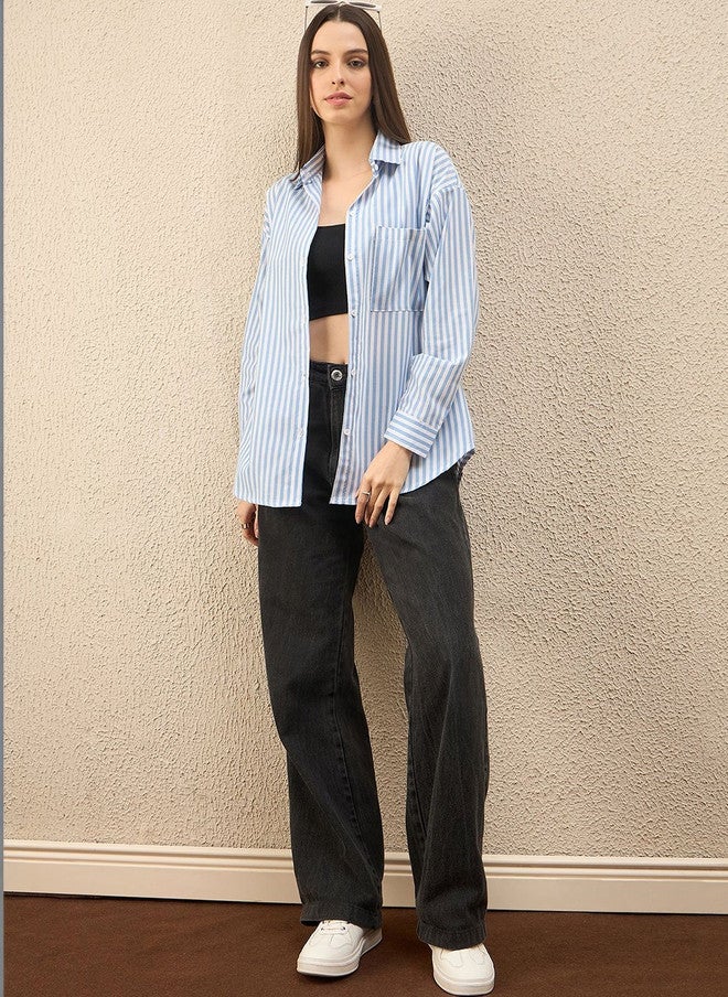 CHIMPAAANZEE Women Striped Casual Shirt - Image 2