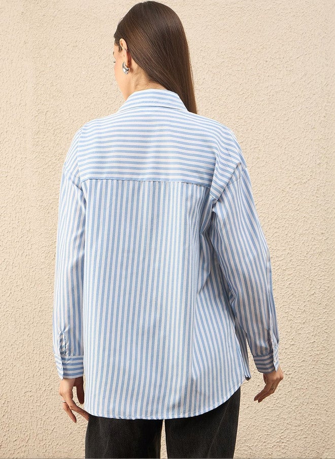 CHIMPAAANZEE Women Striped Casual Shirt - Image 3