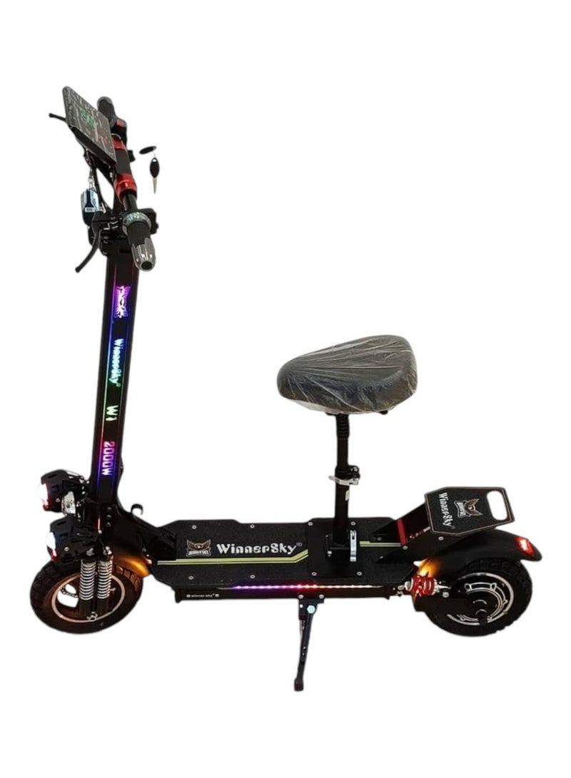 Generic Scooter 2024 2000 Watts motor W1 winner sky 48v 13Ah electric scooter48V 13A Battery 25 to 30km Mileage Full Foldable Bluetooth Speaker Seat Removable and Foldable  Red Colo  - Image 1