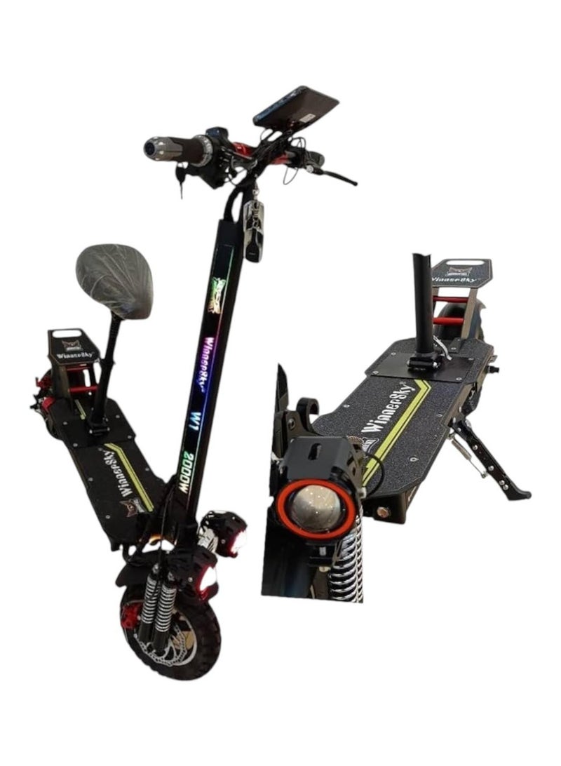 Generic Scooter 2024 2000 Watts motor W1 winner sky 48v 13Ah electric scooter48V 13A Battery 25 to 30km Mileage Full Foldable Bluetooth Speaker Seat Removable and Foldable  Red Colo  - Image 2