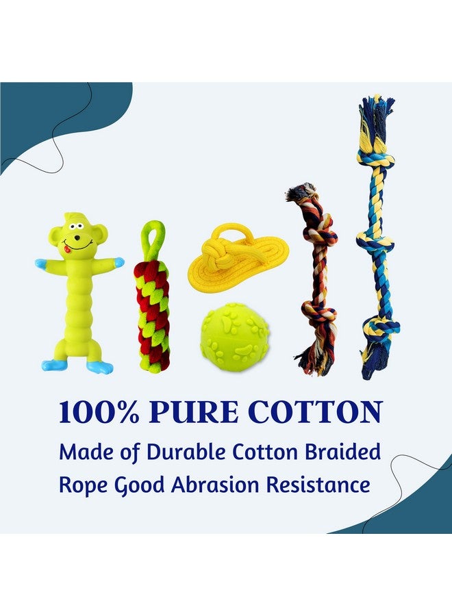 Generic 6 In 1 Squeaky And Chew Rope Dog Toy Combo - (2Knot Rope + 3Knot Rope + Slipper + Corn Stick + Claw Ball + Green Monkey) | Chewing, Playing, & Teething For Small Dogs And Puppies  - Image 4