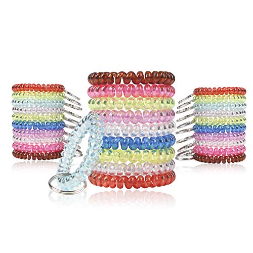 BIHRTC Pack of 30 Colorful Flexible Spiral Wrist Coil Keychain Stretchable Coil Spring Wristband Wrist Coil Key Ring for Office, Workshop, Shopping Mall, Sauna, Gym,Pool - Image 1