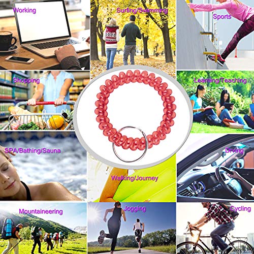 BIHRTC Pack of 30 Colorful Flexible Spiral Wrist Coil Keychain Stretchable Coil Spring Wristband Wrist Coil Key Ring for Office, Workshop, Shopping Mall, Sauna, Gym,Pool - Image 5