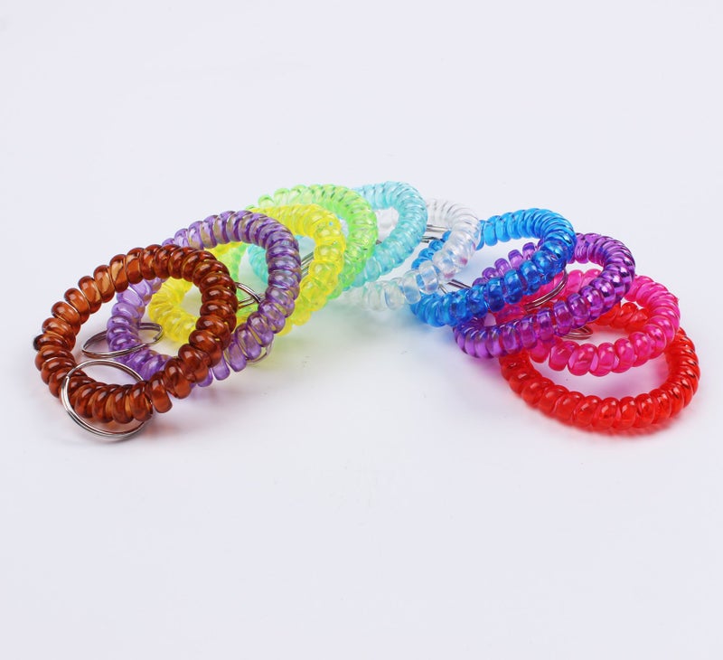 BIHRTC Pack of 30 Colorful Flexible Spiral Wrist Coil Keychain Stretchable Coil Spring Wristband Wrist Coil Key Ring for Office, Workshop, Shopping Mall, Sauna, Gym,Pool - Image 2