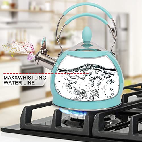 LUXGRACE Whistling Tea Kettle Stainless Steel Teapot, Teakettle for Stovetop Induction Stove Top, Fast Boiling Heat Water Tea Pot 2.6 Quart - Image 3