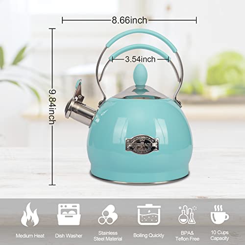 LUXGRACE Whistling Tea Kettle Stainless Steel Teapot, Teakettle for Stovetop Induction Stove Top, Fast Boiling Heat Water Tea Pot 2.6 Quart - Image 5