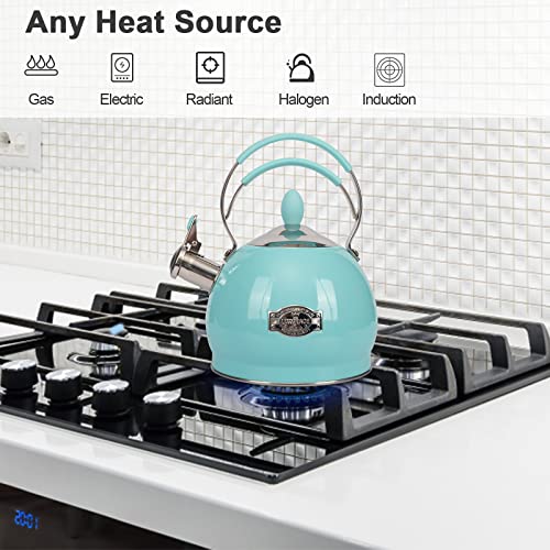 LUXGRACE Whistling Tea Kettle Stainless Steel Teapot, Teakettle for Stovetop Induction Stove Top, Fast Boiling Heat Water Tea Pot 2.6 Quart - Image 2