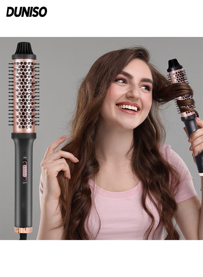 DUNISO Thermal Brush，Thermal Brush Curling Iron，Ceramic Tourmaline Ionic Curling Comb， Anti-Scald Design，for Curls and Straightening - Image 1