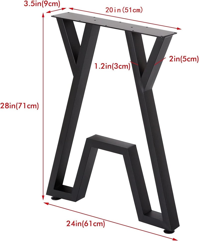 PRAMUKH FASHION PRAMUKH FASHION Modern Heavy Duty Tall Black Metal Iron Desk Legs RiserBench Furniture Legs for Coffee Table Dining Legs Pack of 2 2801A  - Image 3
