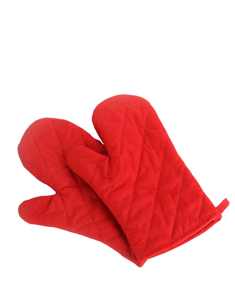 Oven Mitts, Premium Heat Resistant Kitchen Gloves Cotton & Polyester Quilted Oversized Mittens, 1 Pair Pink